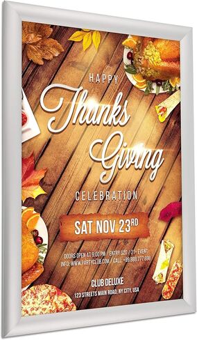 M&T Displays Weatherproof Snap Poster Frame 24x36 Inch Black 1" Aluminum Profile Front Loading Wall Mounting Picture Photo Document Certificate Sign Holder Mitered Corner Anti Glare Cover in Saudi Arabia