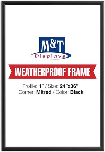 تعرض M & T إطار ملصق مضاد للطقس على مدار 24 × 36 بوصة أسود 1 "ملف تعريف الألومنيوم ملف التعريف الأمامي تحميل الجدار تصاعد الصورة شهادة دائرة علامة علامة زاوية مضادة للوهج in Kuwait