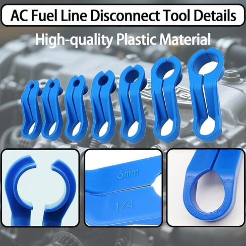 AC Fuel Line Disconnect Tool, 7 Pcs Fuel Filter Removal Sets, 1/4, 5/16, 3/8, 1/2, 5/8, 3/4, 7/8 Inch Transmission Oil Cooler Rail Disconnect Release Kit Compatible with Chrysler Ford GM Mazda in Kuwait