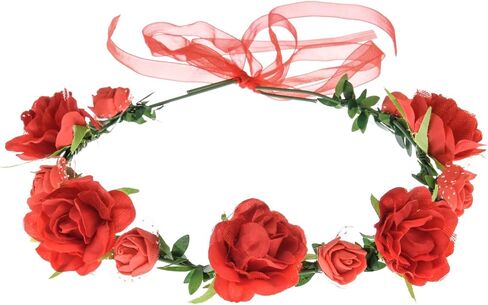 June Bloomy Rose Flower Headband Women Floral Crown Wreath Photo Prop (Purple) in Saudi Arabia