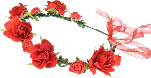 June Bloomy Rose Flower Headband Women Floral Crown Wreath Photo Prop (Purple) in Saudi Arabia