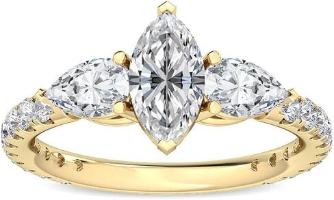 1-5 Carat (ctw) White Gold Marquise,Round,Pear Cut LAB GROWN Diamond Three Stone Engagement Ring (Color D-E Clarity VS1-VS2) in Saudi Arabia