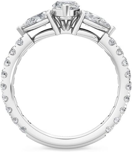 1-5 Carat (ctw) White Gold Marquise,Round,Pear Cut LAB GROWN Diamond Three Stone Engagement Ring (Color D-E Clarity VS1-VS2) in Saudi Arabia