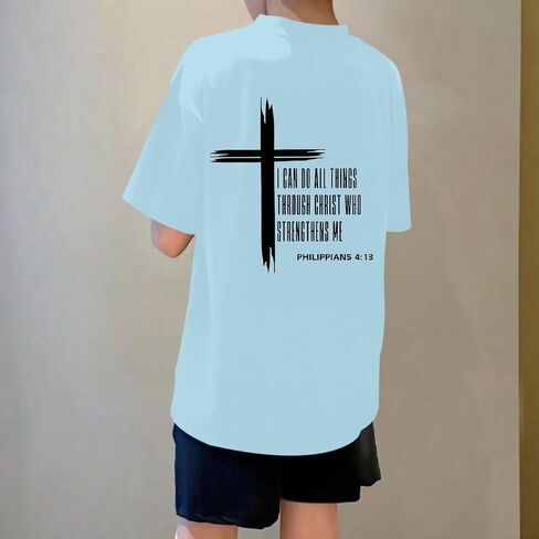 KEEVICI Boys Christian Graphic Tees God Jesus Shirts for Kids Cross Faith Bible Verse Inspirational Religious Cotton T Shirt in Kuwait