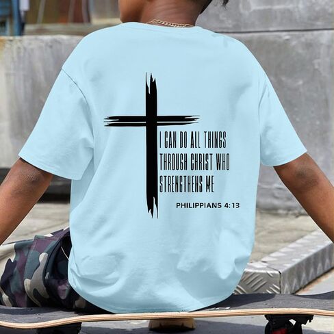 KEEVICI Boys Christian Graphic Tees God Jesus Shirts for Kids Cross Faith Bible Verse Inspirational Religious Cotton T Shirt in Kuwait