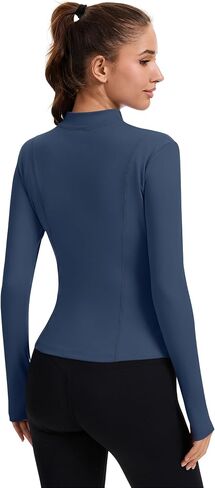 راببين للسيدات الكامل zip zip justicets Running Slim Fit Athletic Tops مع ثقوب الإبهام in Kuwait