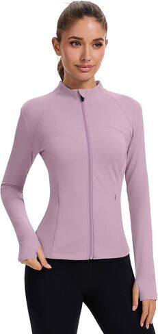 راببين للسيدات الكامل zip zip justicets Running Slim Fit Athletic Tops مع ثقوب الإبهام in Kuwait