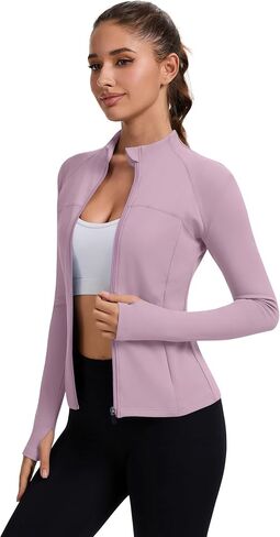 راببين للسيدات الكامل zip zip justicets Running Slim Fit Athletic Tops مع ثقوب الإبهام in Kuwait