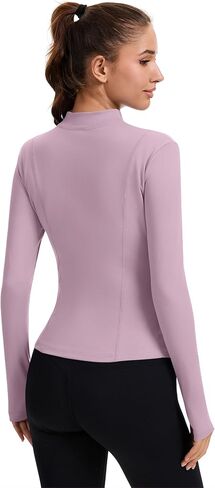 راببين للسيدات الكامل zip zip justicets Running Slim Fit Athletic Tops مع ثقوب الإبهام in Kuwait