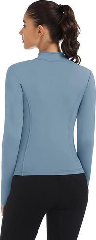 Loovoo Women's Workout Jacket Lightweight Zip Up Athletic Jackets Cropped Slim Fit Running Yoga Tops with Pockets in Kuwait