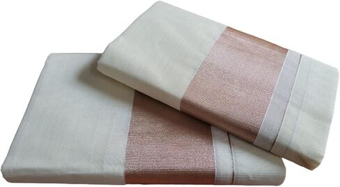 Kerala Kasavu Trio cotton Zari Set Mundu in Saudi Arabia