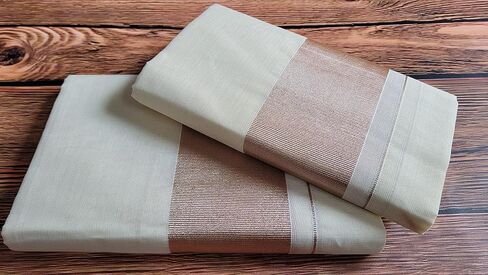 Kerala Kasavu Trio cotton Zari Set Mundu in Saudi Arabia