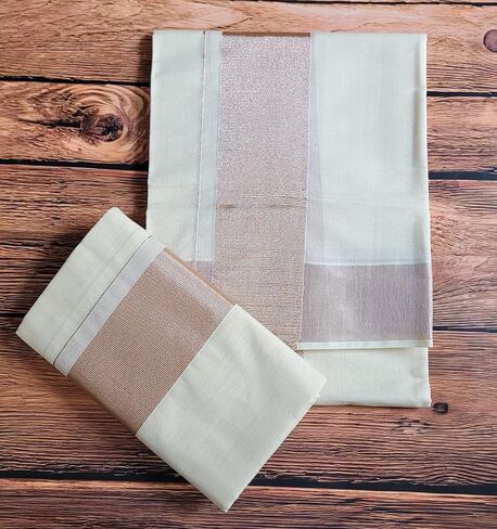 Kerala Kasavu Trio cotton Zari Set Mundu in Saudi Arabia