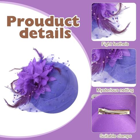 24 Pcs Vintage Fascinators Hats with Clips, 20s 50s Fascinators Veil Pillbox Headwear for Ladies Cocktail Halloween Weddings Christmas Birthday Supplies(12 Colors) Multicolor in Saudi Arabia
