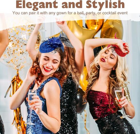 24 Pcs Vintage Fascinators Hats with Clips, 20s 50s Fascinators Veil Pillbox Headwear for Ladies Cocktail Halloween Weddings Christmas Birthday Supplies(12 Colors) Multicolor in Saudi Arabia