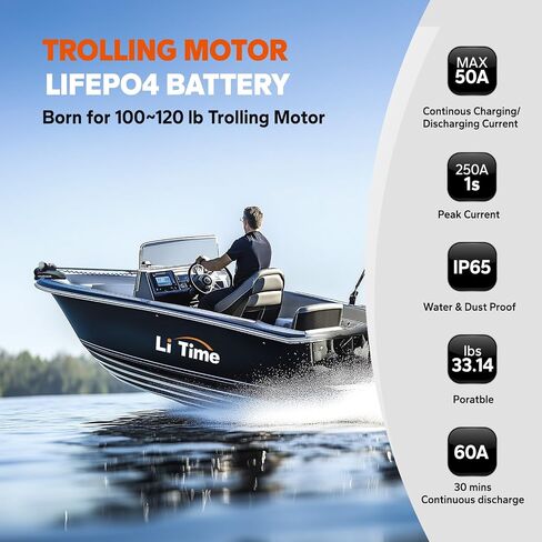 LITIME 36V 50AH محرك BLUETOOTH LOW-TEMP Protection بطارية LifePo4 Buit في 50A BMS ، بطارية فوسفات الحديد الليثيوم العميقة. in Kuwait