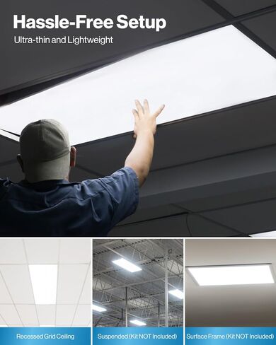 Sunco 2x4 LED لوحة مسطحة ضوء السقف المكتبي، 7500LM، ميزات قابلة للتحديد، 40W/50W/60W، 4000K/5000K/6000K، قابل للتعتيم (0-10V)، سطح أو حامل تعليق، مقاوم للغبار ETL 2 Pack in Kuwait