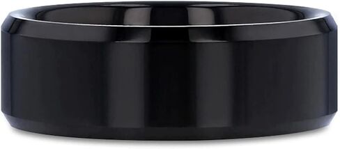 Infinity | Tungsten Rings for Men | Tungsten | Comfort Fit | Black Wedding Ring Band with Beveled Edges - 4mm to 12mm in Saudi Arabia