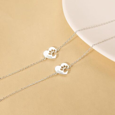 Personalized Dog Mom Gifts for Women Pet Name Bracelet with Heart Adjustable Pet Paw Gold Bracelets Memorial Gift for Pet Lover Birthday in Kuwait