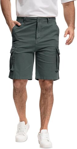 Men's Cargo Shorts 9" Inseam - Hiking Shorts Men with 7 Pockets, Breathable Cotton Mens Shorts for Gym Travel Outdoor in Saudi Arabia