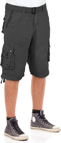 North 15 Men's Cargo Shorts, Belted Cotton Cargo Shorts for Men, Military Style Men Cargo Shorts with Pockets in Saudi Arabia