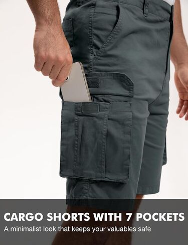 Men's Cargo Shorts 9" Inseam - Hiking Shorts Men with 7 Pockets, Breathable Cotton Mens Shorts for Gym Travel Outdoor in Saudi Arabia