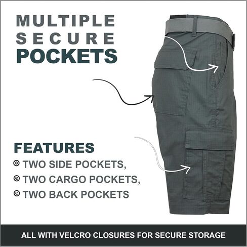 Galaxy by Harvic Men's Cotton Stretch Ripstop Cargo Shorts with Belt (Size 32-42) in Saudi Arabia