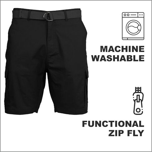 Galaxy by Harvic Men's Cotton Stretch Ripstop Cargo Shorts with Belt (Size 32-42) in Saudi Arabia