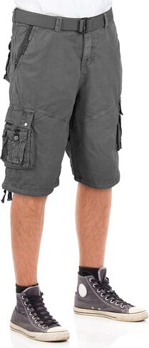 North 15 Men's Cargo Shorts, Belted Cotton Cargo Shorts for Men, Military Style Men Cargo Shorts with Pockets in Saudi Arabia