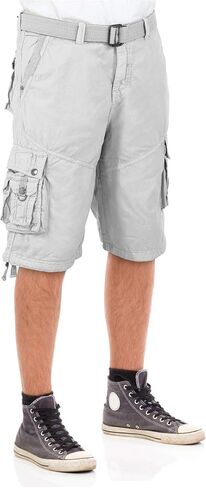 North 15 Men's Cargo Shorts, Belted Cotton Cargo Shorts for Men, Military Style Men Cargo Shorts with Pockets in Saudi Arabia