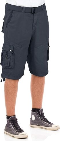North 15 Men's Cargo Shorts, Belted Cotton Cargo Shorts for Men, Military Style Men Cargo Shorts with Pockets in Saudi Arabia