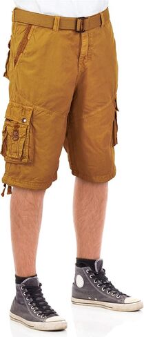 North 15 Men's Cargo Shorts, Belted Cotton Cargo Shorts for Men, Military Style Men Cargo Shorts with Pockets in Saudi Arabia