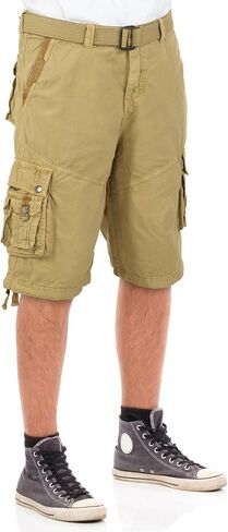 North 15 Men's Cargo Shorts, Belted Cotton Cargo Shorts for Men, Military Style Men Cargo Shorts with Pockets in Saudi Arabia