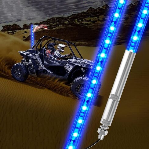 LED LED LID LIDT LIGHT POL POLE LIGHT HUSENNA HUEPS WHIPS with for aTV UTV Offroad ROAD ROAD DUEN TRUCK RZR CAN 4X4 جنبًا إلى جنب (أحمر ، 4 أقدام - حزمة من 1) in Kuwait