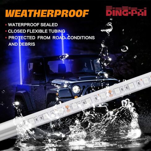 LED LED LID LIDT LIGHT POL POLE LIGHT HUSENNA HUEPS WHIPS with for aTV UTV Offroad ROAD ROAD DUEN TRUCK RZR CAN 4X4 جنبًا إلى جنب (أحمر ، 4 أقدام - حزمة من 1) in Kuwait