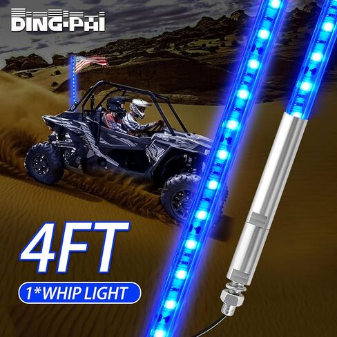 LED LED LID LIDT LIGHT POL POLE LIGHT HUSENNA HUEPS WHIPS with for aTV UTV Offroad ROAD ROAD DUEN TRUCK RZR CAN 4X4 جنبًا إلى جنب (أحمر ، 4 أقدام - حزمة من 1) in Kuwait