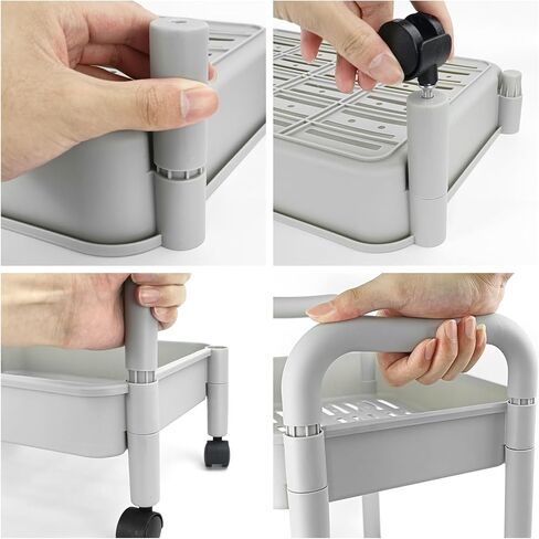 3 Tier Utility Rolling Cart with Handle, Multifunctional Storage Organizer Rolling Carts with Wheels for Bathroom Office Living Room (Green) in Kuwait