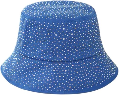 Women's Sparkly Rhinestone Bucket Hat Bling Packable Summer Outdoor Vacation Sun Hat Fisherman Cap in Saudi Arabia