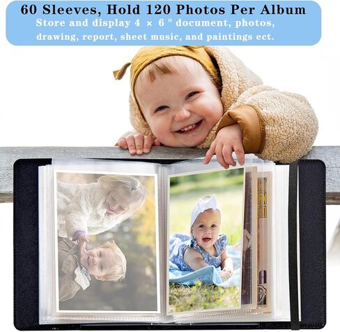صور ألبوم 4 × 6 - 120 صورة تغطية جلدية بو ، ألبوم صغير لطيف مع فرقة مرنة قوية ، لألبوم كتاب عائلة عائلة الزفاف ، كات على رف الكتب in Kuwait