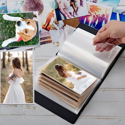 صور ألبوم 4 × 6 - 120 صورة تغطية جلدية بو ، ألبوم صغير لطيف مع فرقة مرنة قوية ، لألبوم كتاب عائلة عائلة الزفاف ، كات على رف الكتب in Kuwait