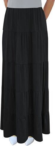 BABY O Women's Tiered Boho Gypsy Long Maxi Skirt Elastic Waist in Saudi Arabia