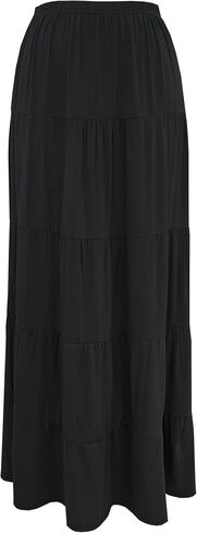 BABY O Women's Tiered Boho Gypsy Long Maxi Skirt Elastic Waist in Saudi Arabia