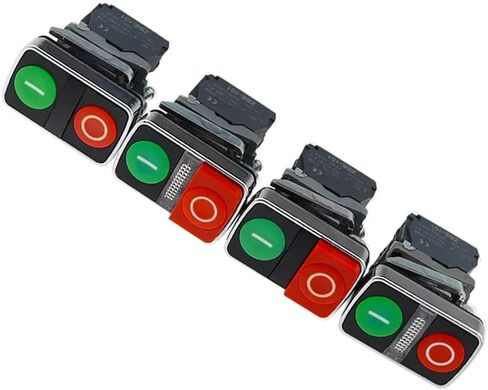 1PCS XB4 Metal Button Switch Series Dual Button Switch ابدأ إيقاف الشكل المعدني مع الضوء 1NO1NC (مع LAMP2،220V) in Saudi Arabia