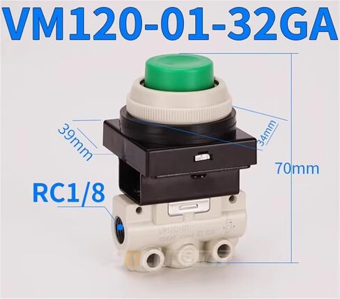 1Pcs Pneumatic Push-Button Switch Two-Position Three-Way Mechanical Valve Manual Valve VM130-01-33A 30BA 32RA 34GA(VM120-01-30GA) in Saudi Arabia