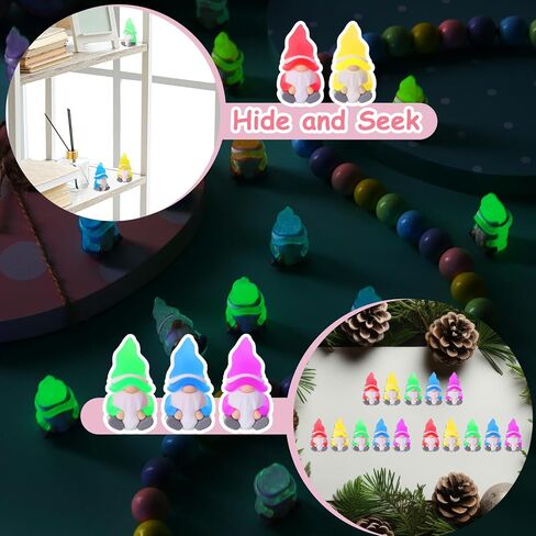 50 Pcs Luminous Mini Gnomes Figures Miniature Glow in The Dark Mini Gnomes Tiny Figurines to Hide Fairy for Garden Yard Home Patio Lawn DIY Craft Decoration Gifts Fairy Goodie Bag in Saudi Arabia