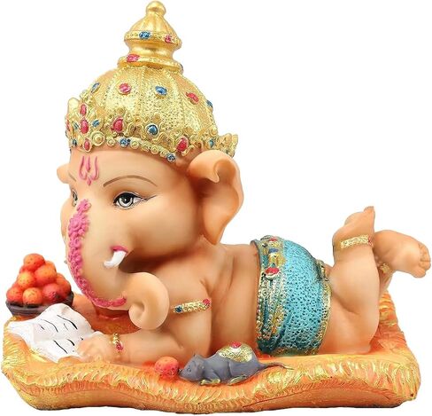 TIED RIBBONS Ganesh Idol for Home | Resin, 5 inch | Handmade Figurine Hindu Decor Ganesha Statues for Office Decoration | Ganesh Chaturthi Decoration Items | Ganesh Decorations for Home in Saudi Arabia