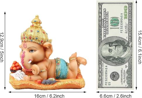 TIED RIBBONS Ganesh Idol for Home | Resin, 5 inch | Handmade Figurine Hindu Decor Ganesha Statues for Office Decoration | Ganesh Chaturthi Decoration Items | Ganesh Decorations for Home in Saudi Arabia