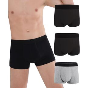 ملابس داخلية لسلس البول للرجال، قابلة للغسل، مقاومة للتسرب، تحكم في الرائحة، 60 مل، جذع قابل للتمدد، 3 عبوات (3 أسود، L) in Kuwait