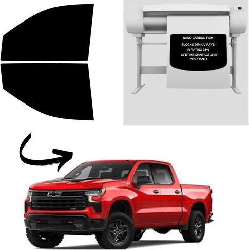 Premium Nano Carbon Professional Window Tint Fits Chevy 1500 Truck 2019-2025 Front Windows precut to Factor fit for Maximum Heat Reduction and Privacy (20% Shade) in Saudi Arabia