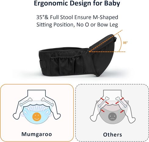 حاملة الأطفال، حاملة الأطفال 6 في 1 من حديثي الولادة إلى الأطفال الصغار، حاملة الأطفال الأمامية والخلفية مقاس واحد يناسب الجميع، قابلة للتعديل مع مقعد الورك لحديثي الولادة والرضع والأطفال الصغار، أسود in Kuwait